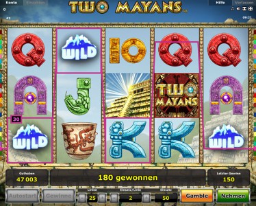 Weiterer 180€ Gewinn im Automatenspiel Two Mayans